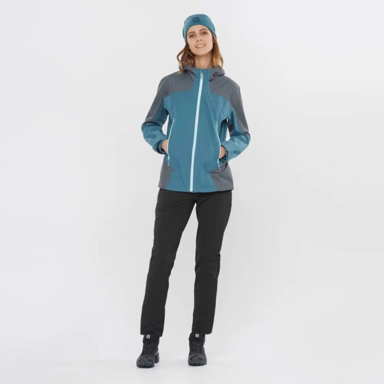 Chaquetas Shell Salomon Outline GTX Híbrido Mujer Azules Grises Oscuro | MX HNQJ254